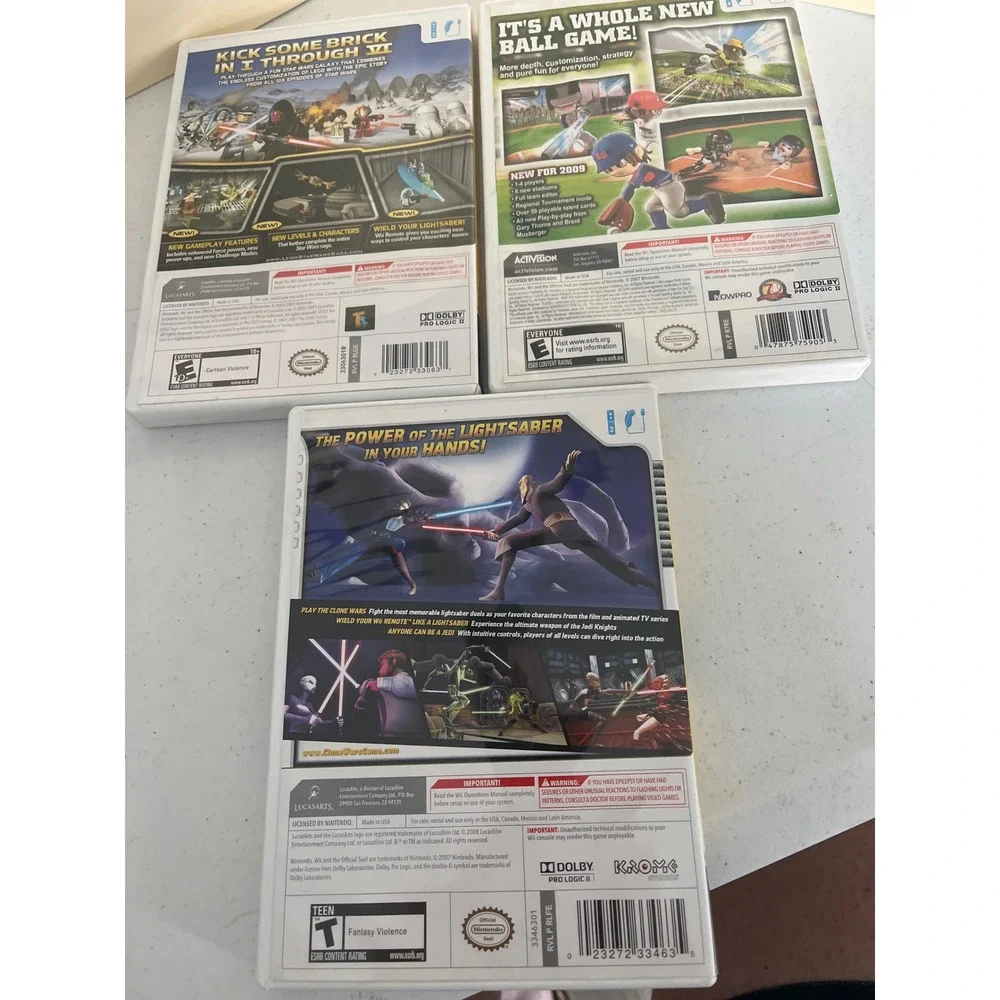 Nintendo Wii 3 Game LEGO Star Wars Complete Saga Clone Wars Little League 2009